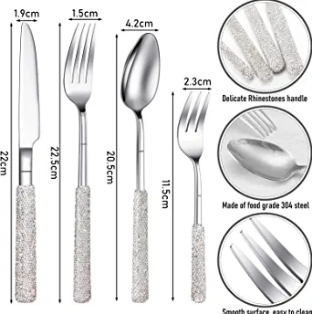 NEW Sparkling Bling Crystal Rhinestone Silverware Place Setting Dinner F⦠- Picture 6 of 6